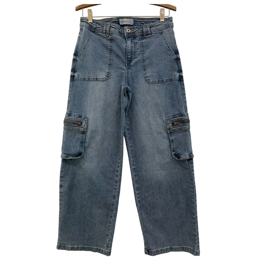 RE Generation Celebrity Pink Wide Leg Cargo Jeans Medium Wash Blue Denim 9 / 29